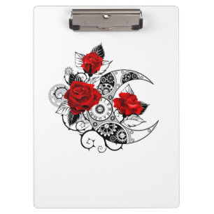 Carpeta De Pinza Media luna mecánica con rosas rojas