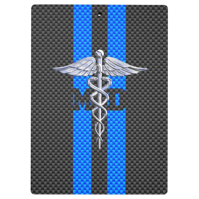 Carpeta De Pinza Médica médico MD Caduceus al estilo de la fibra de (Reverso)