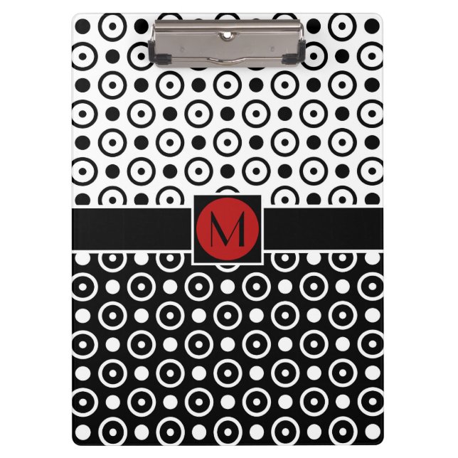 Carpeta De Pinza Medio monograma medio blanco negro elegante de los (Anverso)