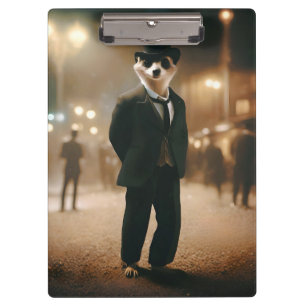 Carpeta De Pinza Meerkat Vestido Para El Evento Del Tiro Negro,
