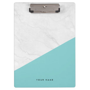 Carpeta De Pinza Mejor Bloque Azul de Mármol Blanco Personalizado