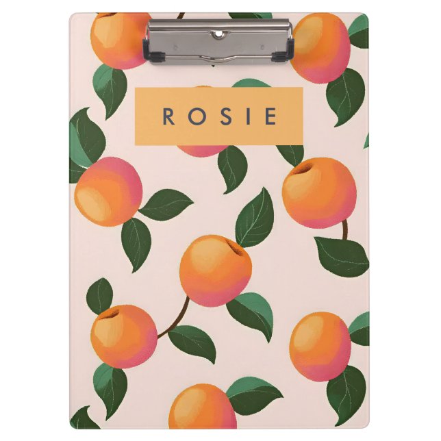 Carpeta De Pinza Melocotones personalizados de patrón de durazno (Anverso)