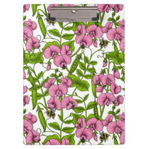 Carpeta De Pinza Melocotones y abejorros, rosa, verde y blanco