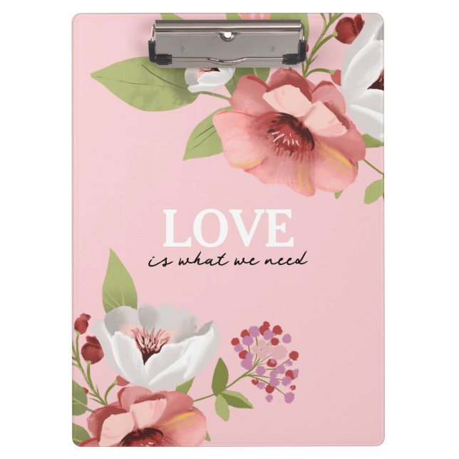 Carpeta De Pinza Mensaje de amor con Personalizado de flores rosas (Anverso)