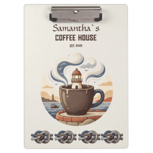 Carpeta De Pinza Mercancía de la Cafetería Costera Vintage Personal