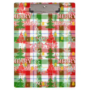 Carpeta De Pinza Merry Christmas Decorated Plaid Tartán