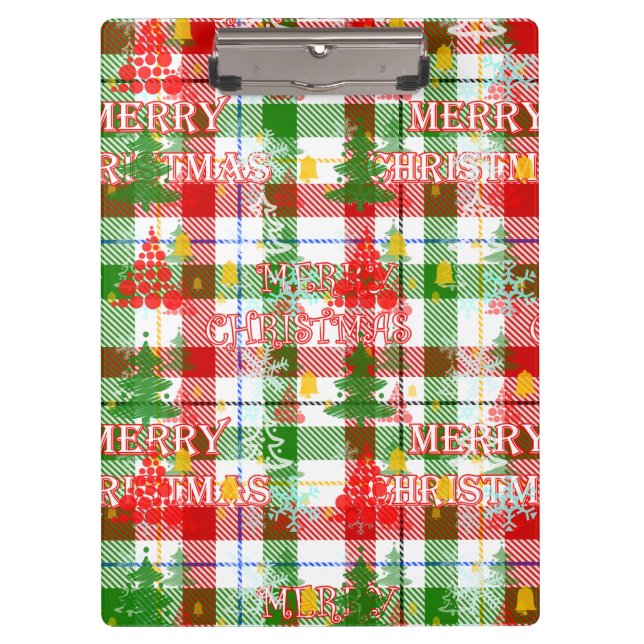 Carpeta De Pinza Merry Christmas Decorated Plaid Tartán (Anverso)