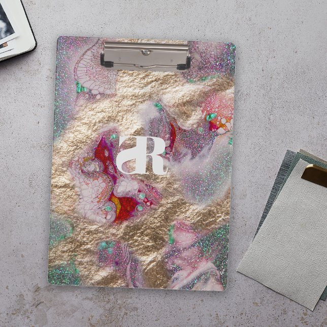 Carpeta De Pinza Mezcla de pintura de mármol líquido Monogramada mo (Subido por el creador)