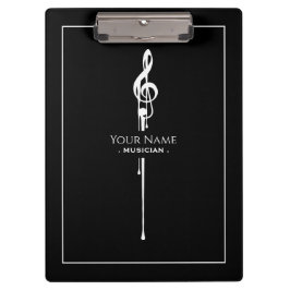 Carpeta De Pinza Mezcla de White Treble Clef Classy Black