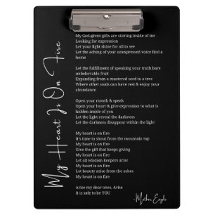 Carpeta De Pinza Mi corazón está en llamas poesía de apoyo