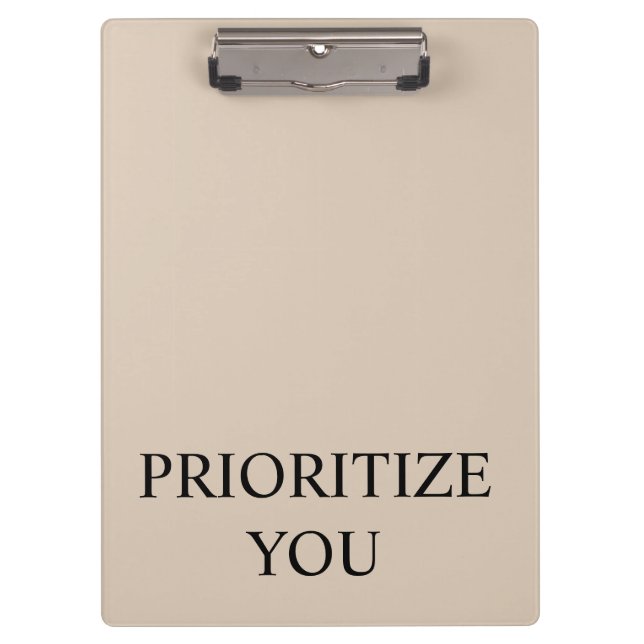 Carpeta De Pinza Minimal Prioritize You Quote Beige (Anverso)