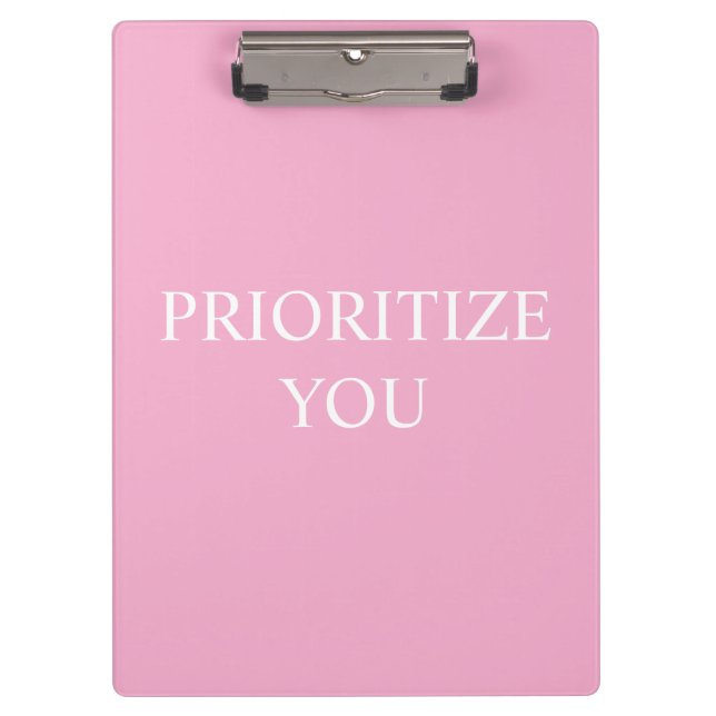 Carpeta De Pinza Minimal Prioritize You Quote Dusty Rose Pink (Anverso)