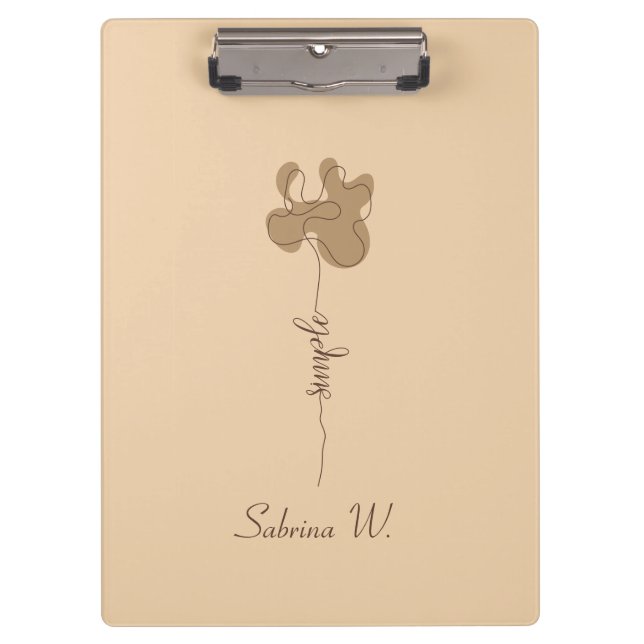 Carpeta De Pinza Minimalism Simple Flower Clipboard (Anverso)