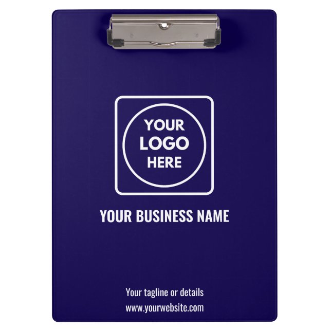 Carpeta De Pinza Minimalist Navy Blue Logo Pro clipboard (Anverso)