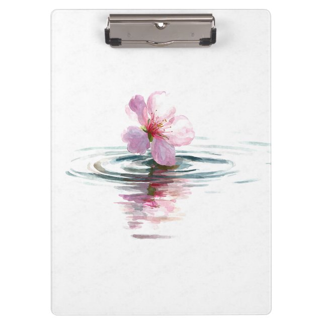 Carpeta De Pinza Minimalist Pink Blossom Water Ripple Clipboard (Anverso)