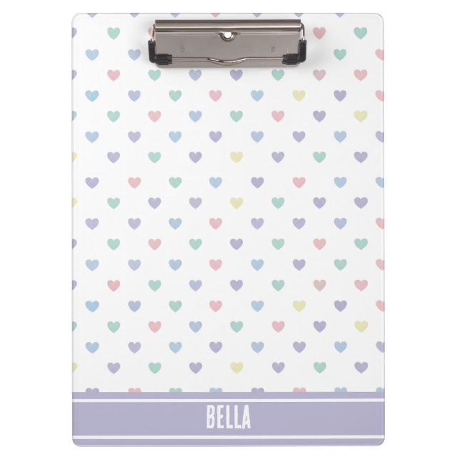 Carpeta De Pinza Minimalist Soft Pastel Heart Pattern Personalized (Anverso)