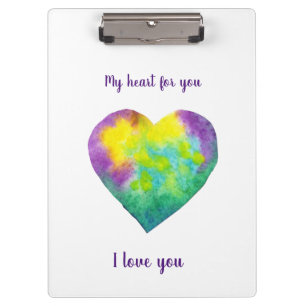 Carpeta De Pinza Minimalista me encanta el corazón de la acuarela a