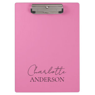 Carpeta De Pinza Minimalista moderno simple monograma nombre rosa