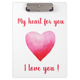 Carpeta De Pinza Minimalista te amo el corazón de las acuarelas roj