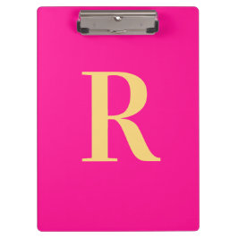 Carpeta De Pinza Mínimo moderno Monograma rosa caliente