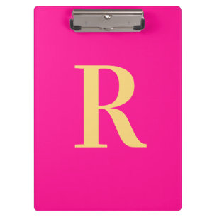 Carpeta De Pinza Mínimo moderno Monograma rosa caliente
