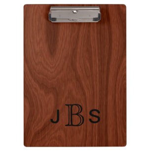 Carpeta De Pinza Mirada de madera de caoba de las iniciales cones