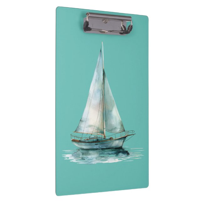 Carpeta De Pinza Misty Green Sailboat - Diseño de yates acuáticos (Derecha)