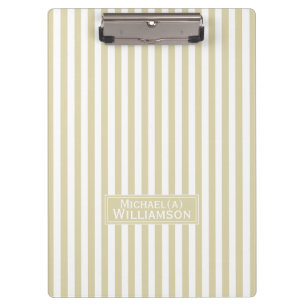 Carpeta De Pinza Moda Beige Ecru White Striped: Personalizada de mo