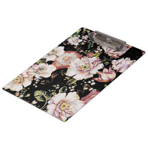 Carpeta De Pinza moda de campo bohemia francesa floral negra
