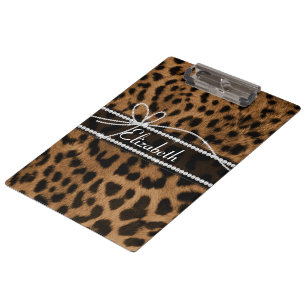 Carpeta De Pinza Moda de moda girly faux marrón leopardo negro