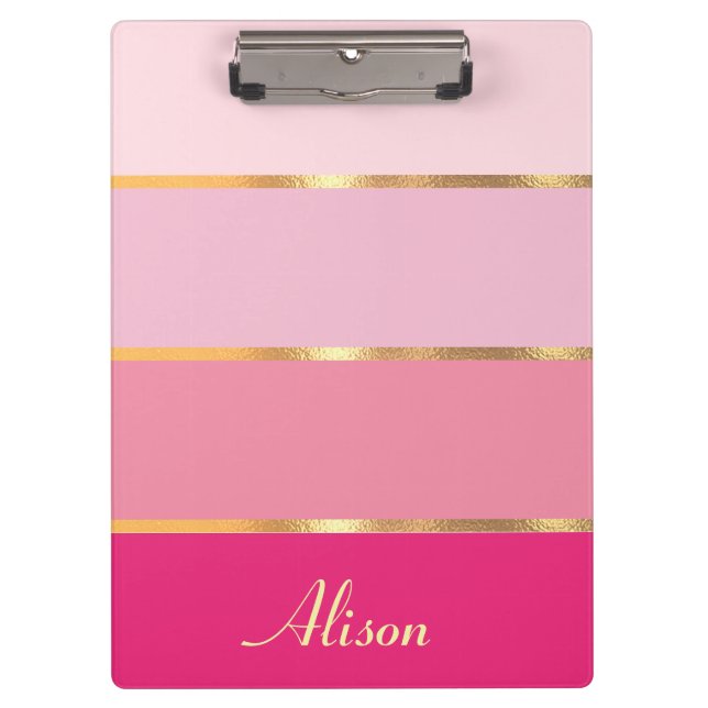 Carpeta De Pinza moda de oro rosa femenino Nombre (Anverso)