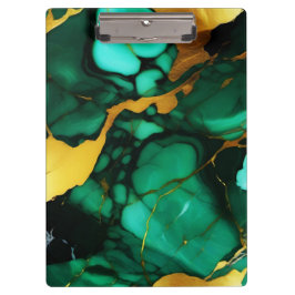 Carpeta De Pinza Moda Elegante verde oscuro dorado Faux Marble