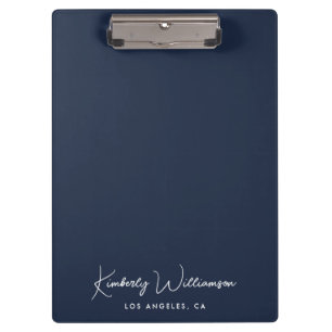 Carpeta De Pinza Moda Firma Script Monograma Azul