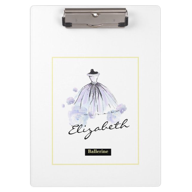 Carpeta De Pinza Moda Flores de vestir azul girly moderno (Anverso)