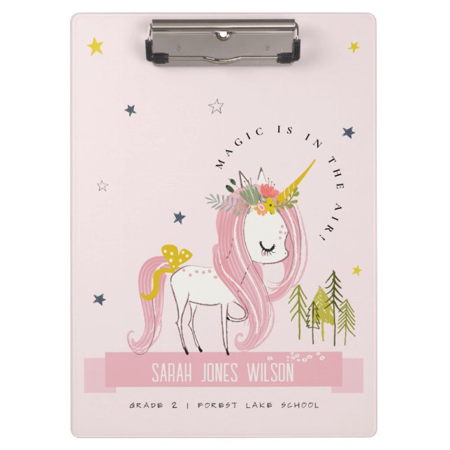 Carpeta De Pinza Moda linda Impresionante mágica Unicornio rosa pri (Anverso)