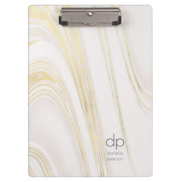Carpeta De Pinza Moda Marble dorado nombre moderno e iniciales