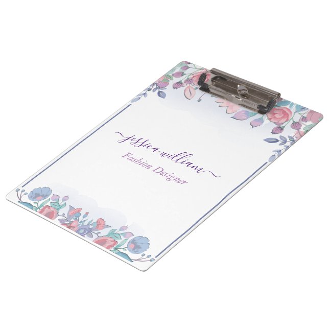 Carpeta De Pinza Moda moderna acuarela Hidrangeas azules Floral (Angular)