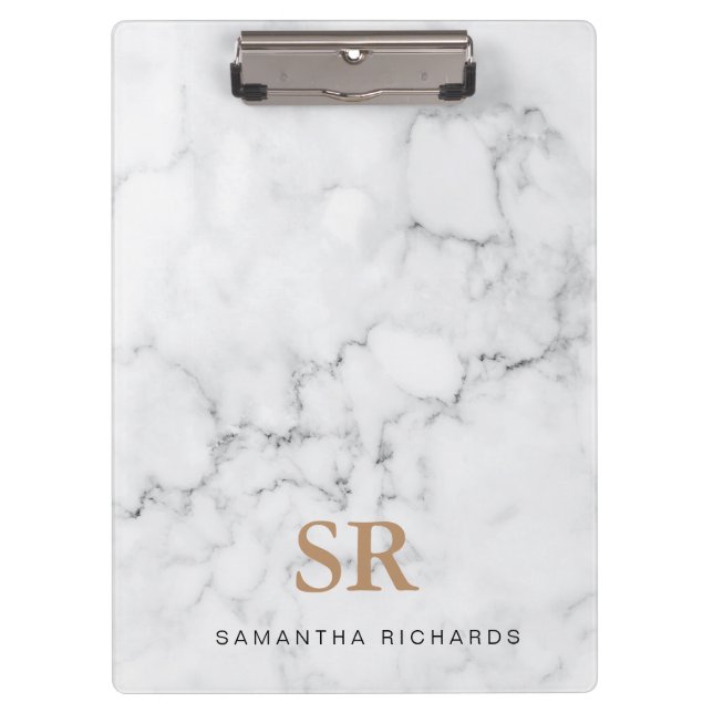 Carpeta De Pinza Moda moderna de mármol blanco (Anverso)