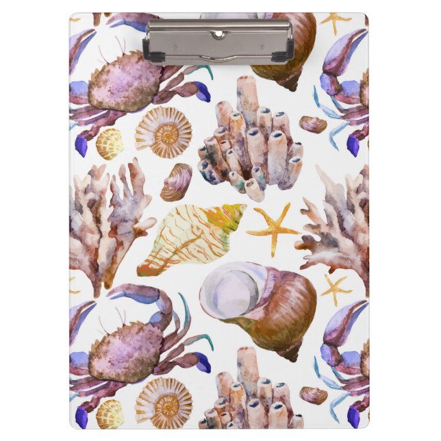 Carpeta De Pinza Modelo 4 de la vida marina de la acuarela (Anverso)
