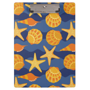 Carpeta De Pinza Modelo azul y anaranjado del Seashell