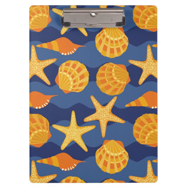 Carpeta De Pinza Modelo azul y anaranjado del Seashell (Anverso)