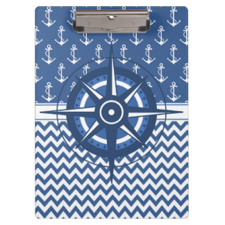 Carpeta De Pinza Modelo azul y blanco náutico del ancla y de