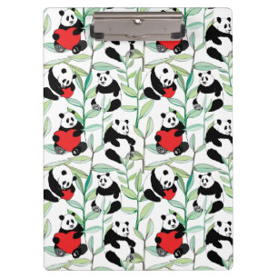 Carpeta De Pinza modelo con las pandas preciosas con los corazones