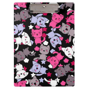 Carpeta De Pinza modelo con los gatos lindos 3 del doodle del