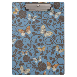 Carpeta De Pinza modelo con los rosas y la mariposa