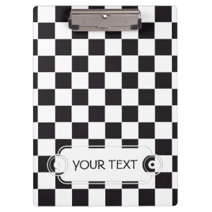 Carpeta De Pinza Modelo cuadrado del ajedrez - negro + su fondo