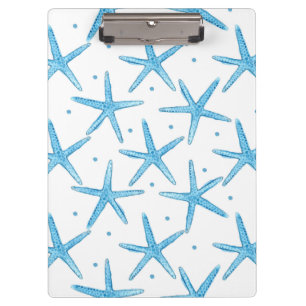 Carpeta De Pinza Modelo de estrellas azul de mar de la acuarela