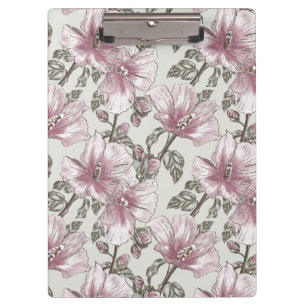 Carpeta De Pinza Modelo de flores rosado silenciado del hibisco