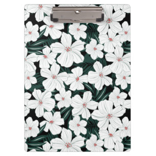 Carpeta De Pinza Modelo de flores tropical blanco