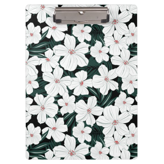 Carpeta De Pinza Modelo de flores tropical blanco (Anverso)